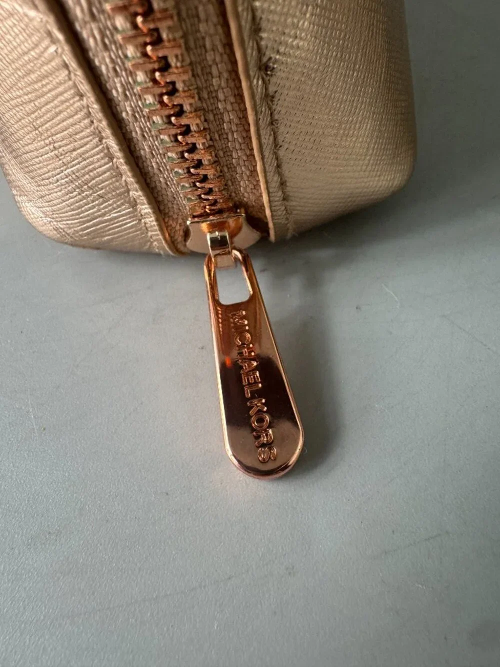 MICHAEL KORS MK Jet Set Travel Large Leather Cosmetic Pouch-Rose Gold